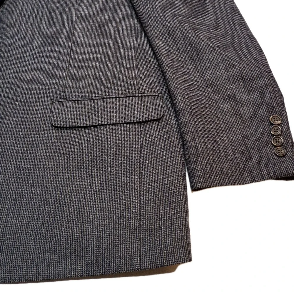 CHAPS Ralph Lauren Grey Tweed Wool Check Blazer Coat Men's 46R‎ Academia Office